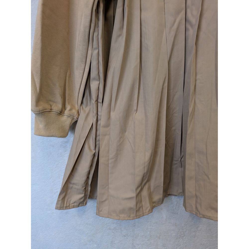 Pleated Sweatshirt Dress Women's Medium Cozy Tan Long Sleeve - Picture 2 of 8